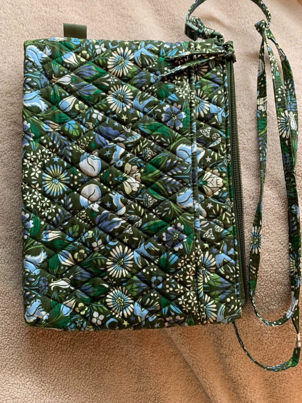 Vera Bradley Large Hipster Enchanted Woodland Green Blue Crossbody